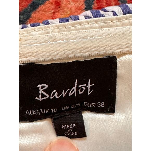 Bardot White and Blue Striped Off The Shoulder Shirt Size 6 / Small - Picture 6 of 7